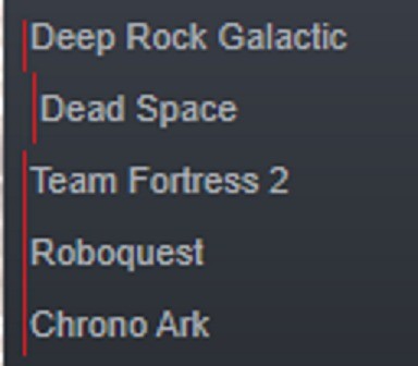 
                Мертвый пробел. Dead Space выделяется в библиотеке Steam наличием пространства перед названием игры
            